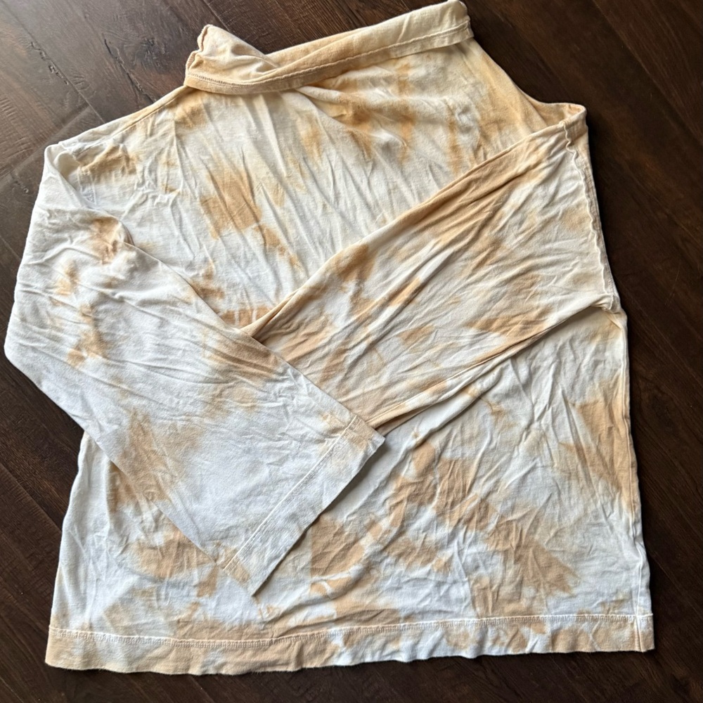 We the Free, Women’s Beige & White Tie-Dye 3/4 Sleeve Top- Size Medium